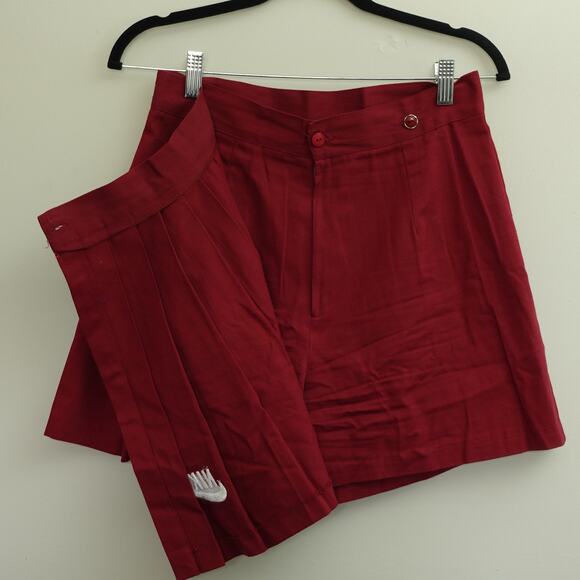 Nike Womens Activewear Denim Skort High Rise Pleated Cotton Burgundy Size 28 - Picture 4 of 7